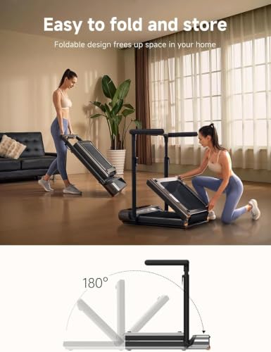 Image of 2-in-1 Foldable Walking Treadmill with Adjustable handrail (Grey Black)