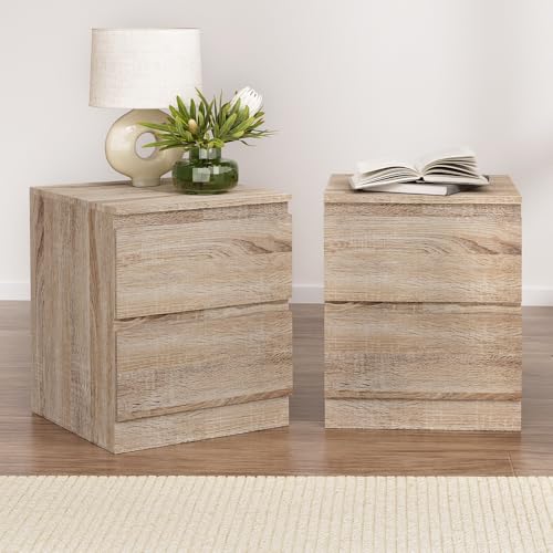 Artiss 2X Bedside Table Drawers Side Table Storage Cabinet Nightstand Oak Pepe