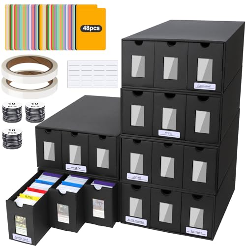 ATPWONZ Trading Card Storage Box 18000+ Cards Deck Box for MTG Commander Trading Cards Organizer with 48 Card Dividers Labels & Tapes Visible Card Deck Boxes for MTG TCG PTCG Sport Cards