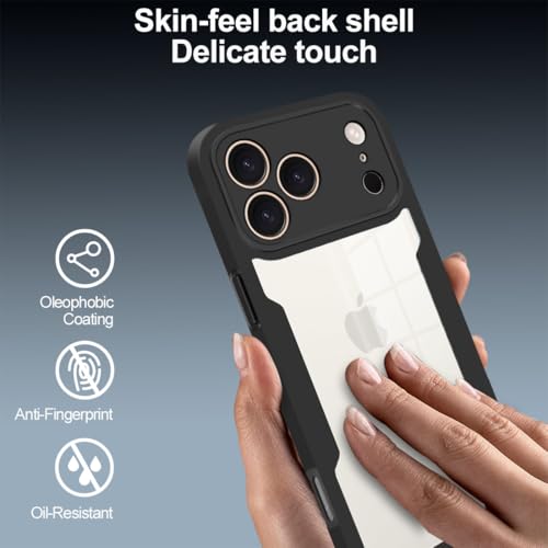 Coque iPhone 17 Pro Max noire rigide transparente avec protection ecran intégrale - 6