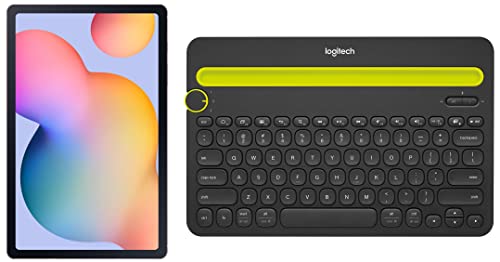 Image of Samsung Galaxy Tab S6 Lite 26.31 cm (10.4 inch), S-Pen in Box, Slim and Light, Dolby Atmos Sound, 4 GB RAM, 64 GB ROM, Wi-Fi Tablet, Chiffon Pink + Logitech K480 Bluetooth Keyboard