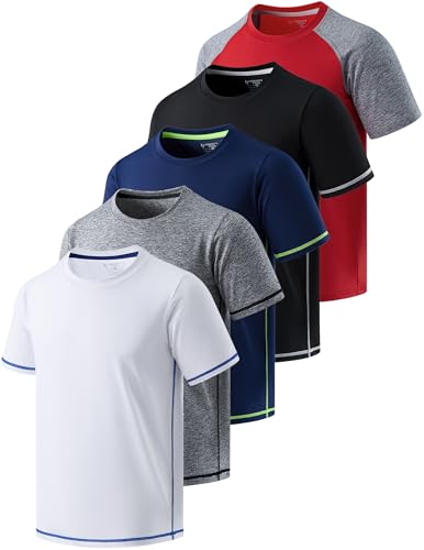 Image of 5 Pack Youth Boys Athletic Dry Fit T Shirts