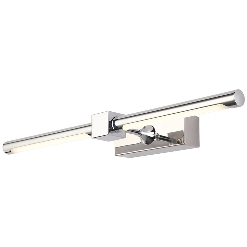 LED Rostfreier Stahl Spiegellampe Runde Röhre Spiegelleuchte Spiegel Frontlicht Badezimmer Wasserdicht Toilette Badezimmer Spiegellicht IP44 Badespiegellicht Wandleuchte L72CM,52cm white light