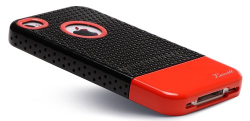 LUVVITT Respira Hard Shell Case for iPhone 4 & 4S - Black/Red