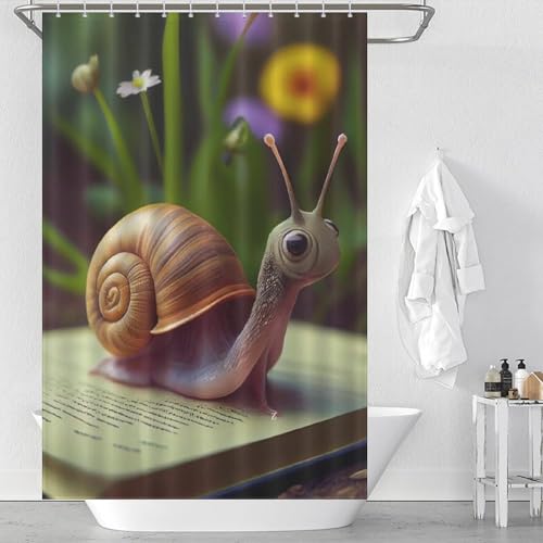 Rideau de douche escargots de qualité supérieure 100% polyester pour baignoire