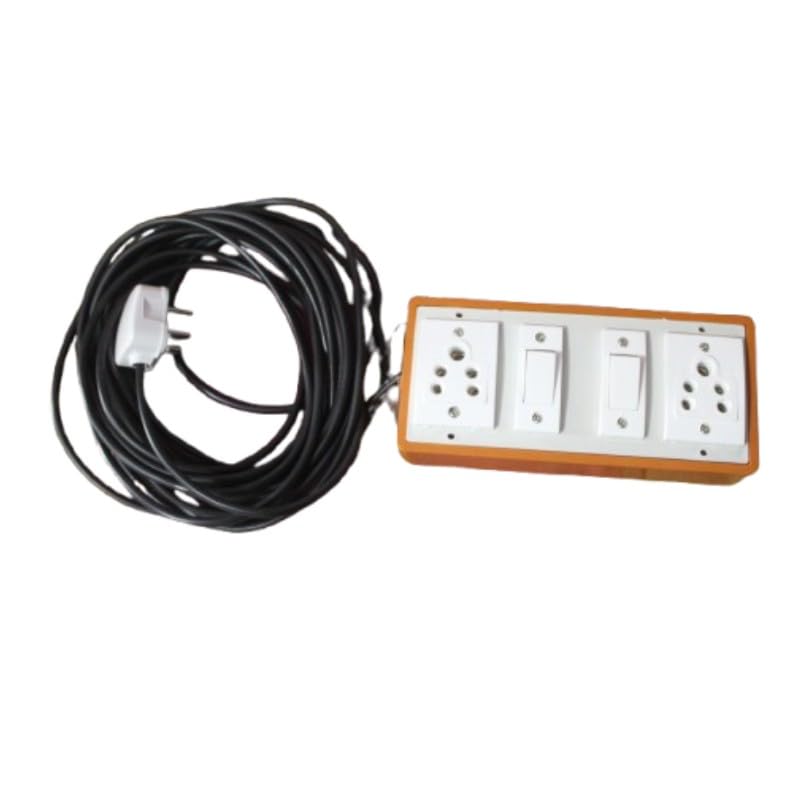 4-Socket Power Strip Extension Board with 8 Meter Long Cord, Orange and White-image-5