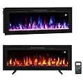Oxhark Flame 48 Inches Electric Fireplace, Freestanding & Wall Mounted & Recessed Electric Fireplace Inserts, Remote Control, 14 Flame Colors, 9H Timer?Thermostat Fireplace Heater, 1500W, Black