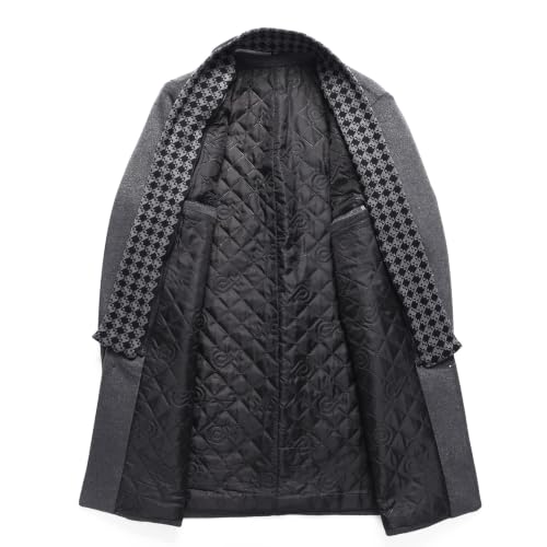 Image of PRIJOUHE Mens Wool Trench Coat Winter Hooded Pea Coat Long Jacket Overcoat