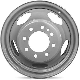 For 08-10 Chevrolet Silverado 3500 08-10 GMC Sierra 3500 17 Inch Silver Painted Steel Rim - OE Direct Replacement - Road Ready Car Wheel