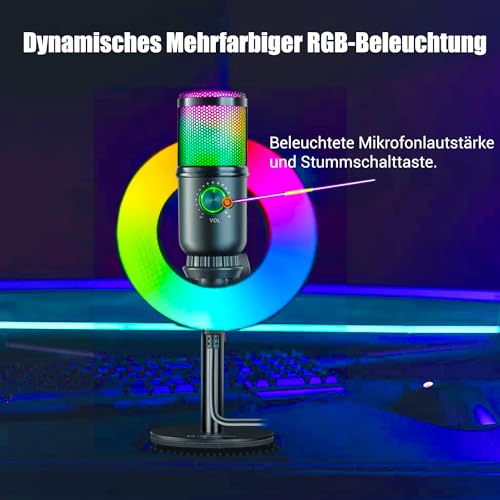 Microphone de jeu PC RVB Defender avec support USB ordinateur portable