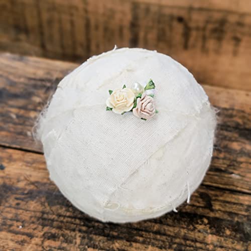 Ivory and Beige with Pearl Mohair Tieback Headband, Photography Prop, Newborn, Toddler, Child, Adult