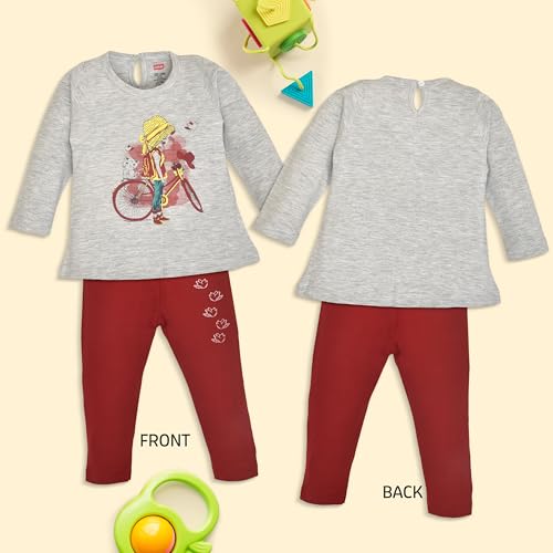 Image of LuvLap Baby Girls 100% Cotton Full Sleeve Top & Pyjama Sets, Pack Of 02