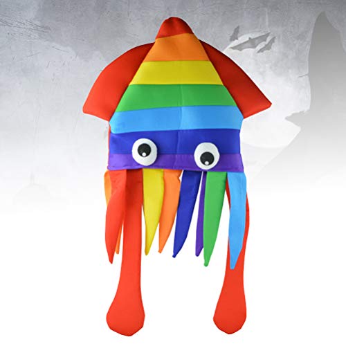 TOYANDONA Rainbow Squid Hat Chapéus de festa engraçados e loucos Chapéu de animais do mar Cocar de p