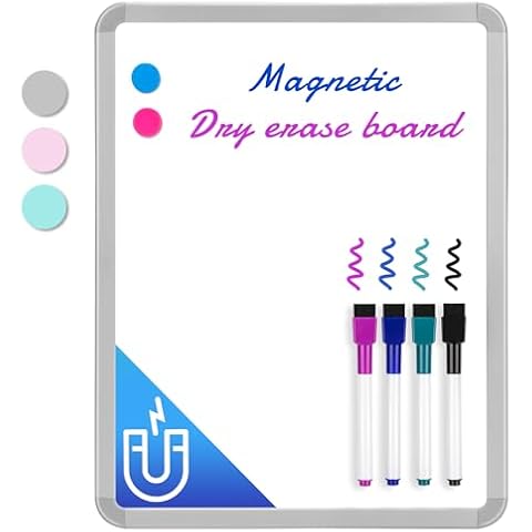 VUSIGN Small White Board Dry Erase, 14'' x 11'' Magnetic Dry Erase Board, Mini Whiteboard with Markers for Kids, Students, Fridge, Wall, Locker Cover