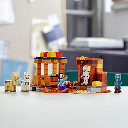 Image of LEGO Minecraft The Trading Post 21167 Collectible Action-Figure Playset with Minecraft's Steve and Skeleton Toys, New 2021 (201 Pieces)