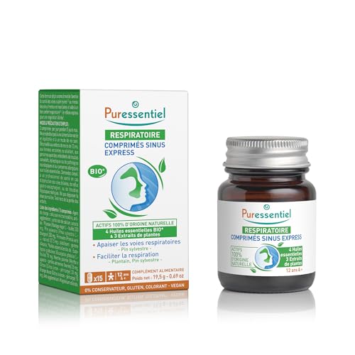 Puressentiel - Respiratoire - Comprimés Sinus Express - Huiles essentielles et extraits de plantes - Favorise la santé des voies supérieures au niveau des sinus frontaux et maxillaires - 15 comprimés