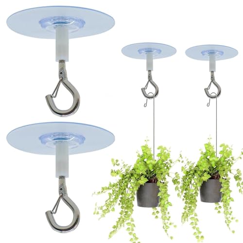 Image of 2 PCS Adhesive Ceiling Hook, Heavy Duty Self-Stick Ceiling Hooks, Ceiling Hooks for Hanging Plants, for Bird Feeders, Lanterns, Wind Chimes, Planters, Outdoor Decoration Hooks