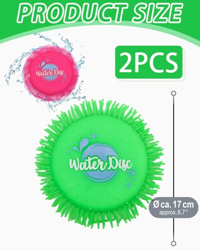 FUGLUS 2pcs Wasser Frisbee - Wasser-Wurfscheibe aus Schaumstoff und Silikon Ø 17 cm - Wasserspielzeug in knalligen Farben extra Soft (02 Stück - Frisbee 17 cm)