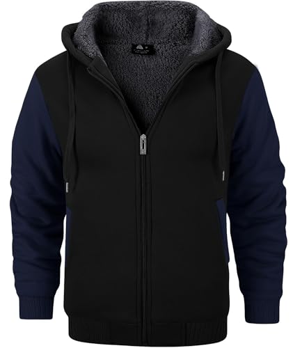 Image of GEEK LIGHTING Men's Fleece-Lined Zip Up Hoodie, Thick Hooded Jacket Winter Warm Athletic Sweatshirt