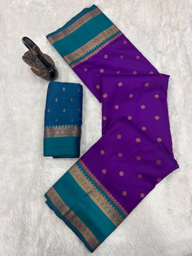 Image of Dharmavaram Pattu Paithani Saree Pure Silk Zari Weaving Floral Border Rich Pallu With Blouse Piece