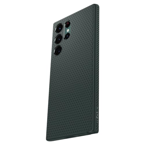 Image of Spigen for Galaxy S22 Ultra Case, Liquid Air [No Magnet Ring] [Military-Grade Protection] - Abyss Green