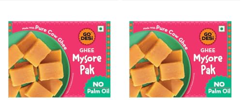 Image of GO DESi - Mysore Pak | Made with Desi Ghee | Indian Mithai | Sweets Gift Pack | 180 /150 grams (Pack of 2)