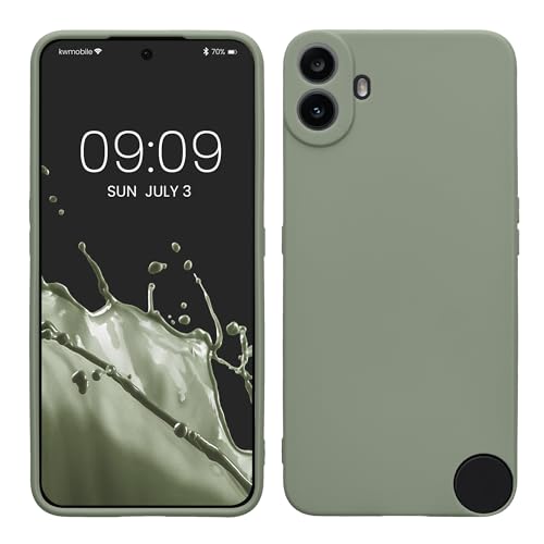 kwmobile Case Compatible with CMF Phone 1 Case - Protective Slim TPU Phone Cover - Soft Matte Finish - Gray Green
