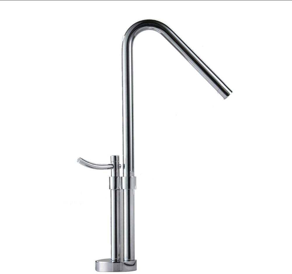 Grifo de lavabo alto con caño giratorio universal para baño moderno 7