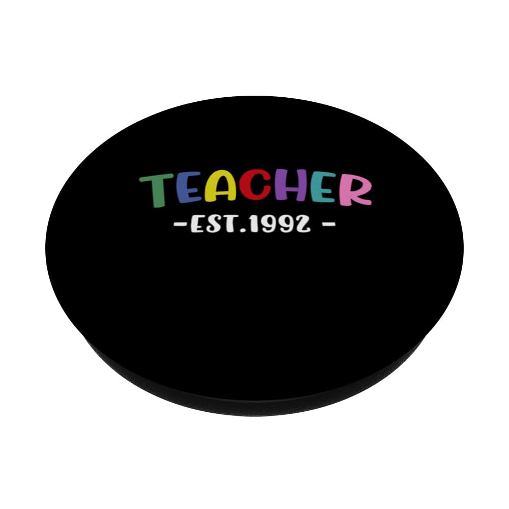 Teacher Est 1992 Personalized Teacher 1992 PopSockets Swappable PopGrip, Black - Image 2