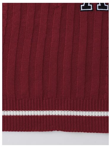 Image of Floerns Women's V Neck Letter Striped Trim Sleeveless Sweater Vest Knit Top
