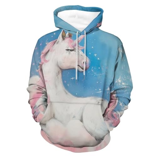 Sweat Licorne Nuages Roses Pullover pour Soirées Cocooning S