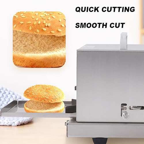 Cortador de pan manual con guía de grosor para pan crujiente y hamburguesas, ideal para panaderías