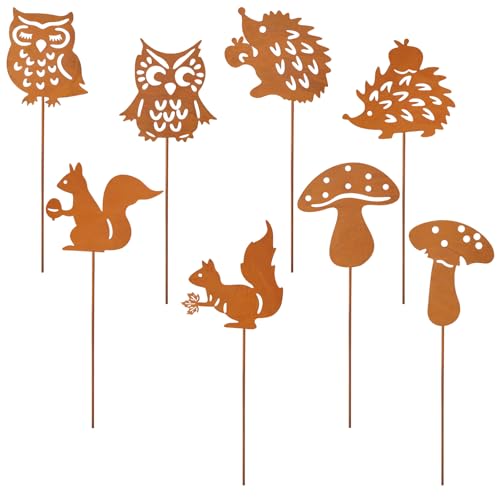 YEXEXINM 8 Rust Garden Stakes for Autumn Decoration Outdoors, Rust...
