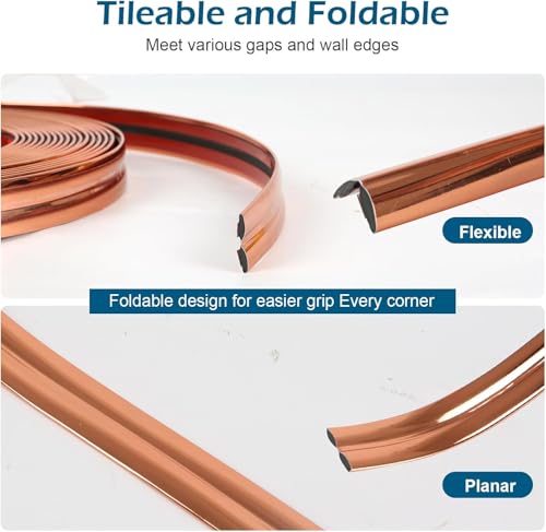 Image of inch1 Roll Flexible PVC Wall Molding Trim - Decorative & Protective Caulk Strip for Table Edges, Door Frames, Baseboards, and Corners (Rose Gold)