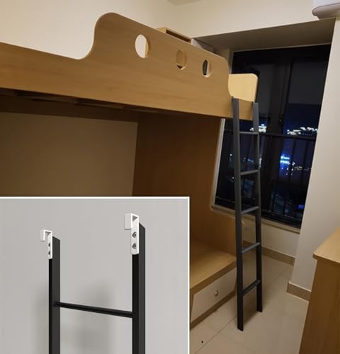 Replaceable Black Twin Bunk Bed Ladder for RV Adjustable Hook Climb Ladder 45-69in Perfect for Top Bunk Access Durable & Space-Saving Design for Campers