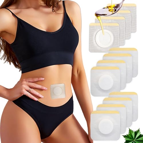 12PCS 3.2 inch Hypoallergenic Castor Oil Pack Wrap for Belly Button, Disposable Castor Oil Wrap Patches Pad with High-Absorbent, Self-Adhesive, No Washing, Anti Oil Leakage (Oil Not Included) - White