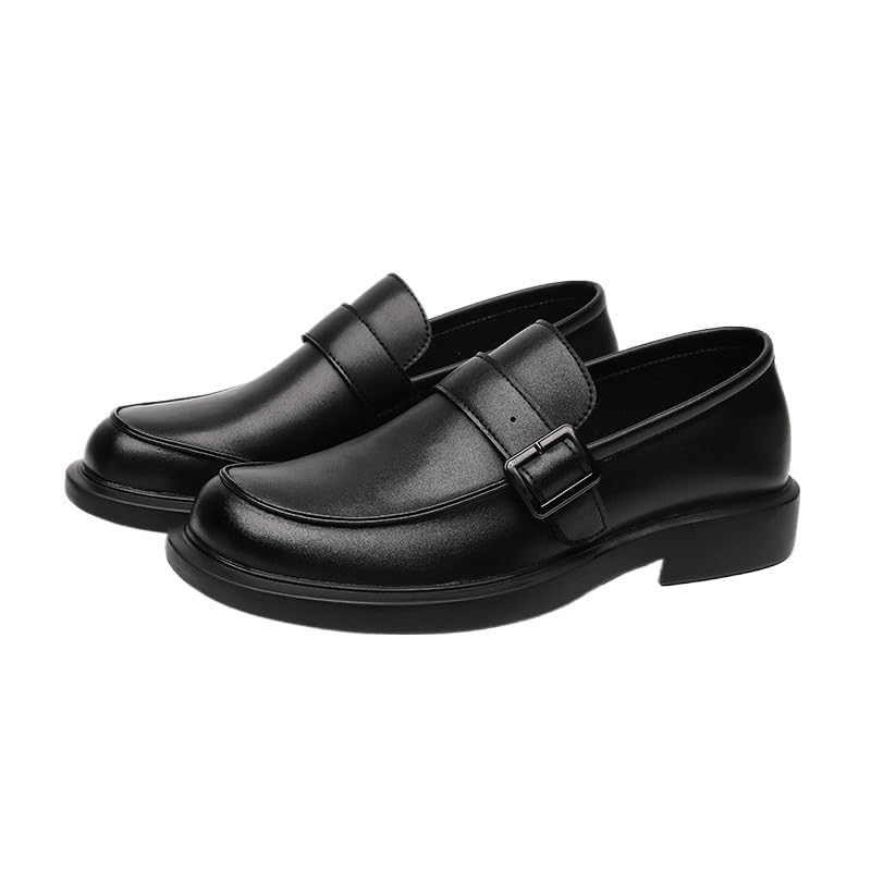 Men's Dress Oxford Calfskin Leather Fashion Slip-on Plain Toe Classic Business Party Wedding Low Top Casual Monk