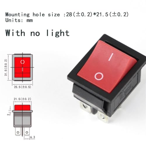 Interruptor basculante KCD4 de 6 pines con luz amarilla y función ON-OFF en pack de 5 unidades 2