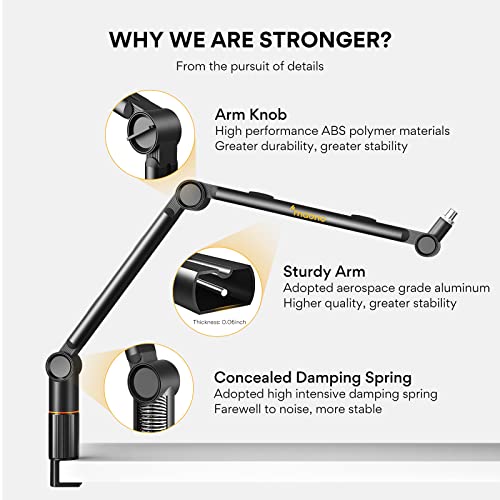 Image of Maono Microphones Boom Arm, Upgraded Version BA90 Stand Arm Stand with 3 /8 inch to 5 /8 inch Screw Adapter Clip Compatible with Maono,Rode,Blue Yeti, HyperX QuadCast,and other Mic