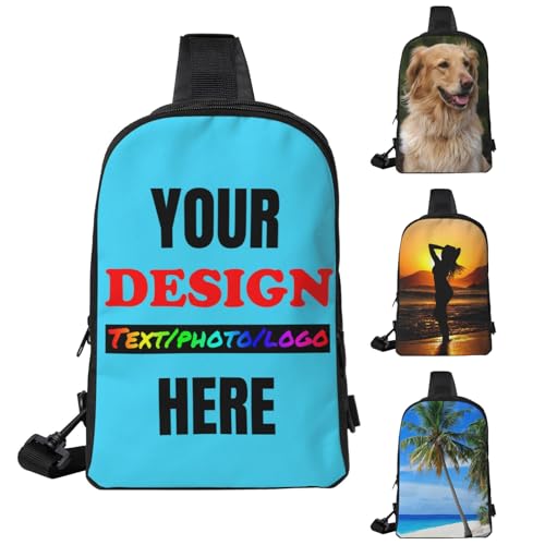 Custom Sling Backpack for Men Women Personalized Crossbody Sling Bag with Photo Logo Text Customized Shoulder Backpack for Sports Travel Leisure Outdoor