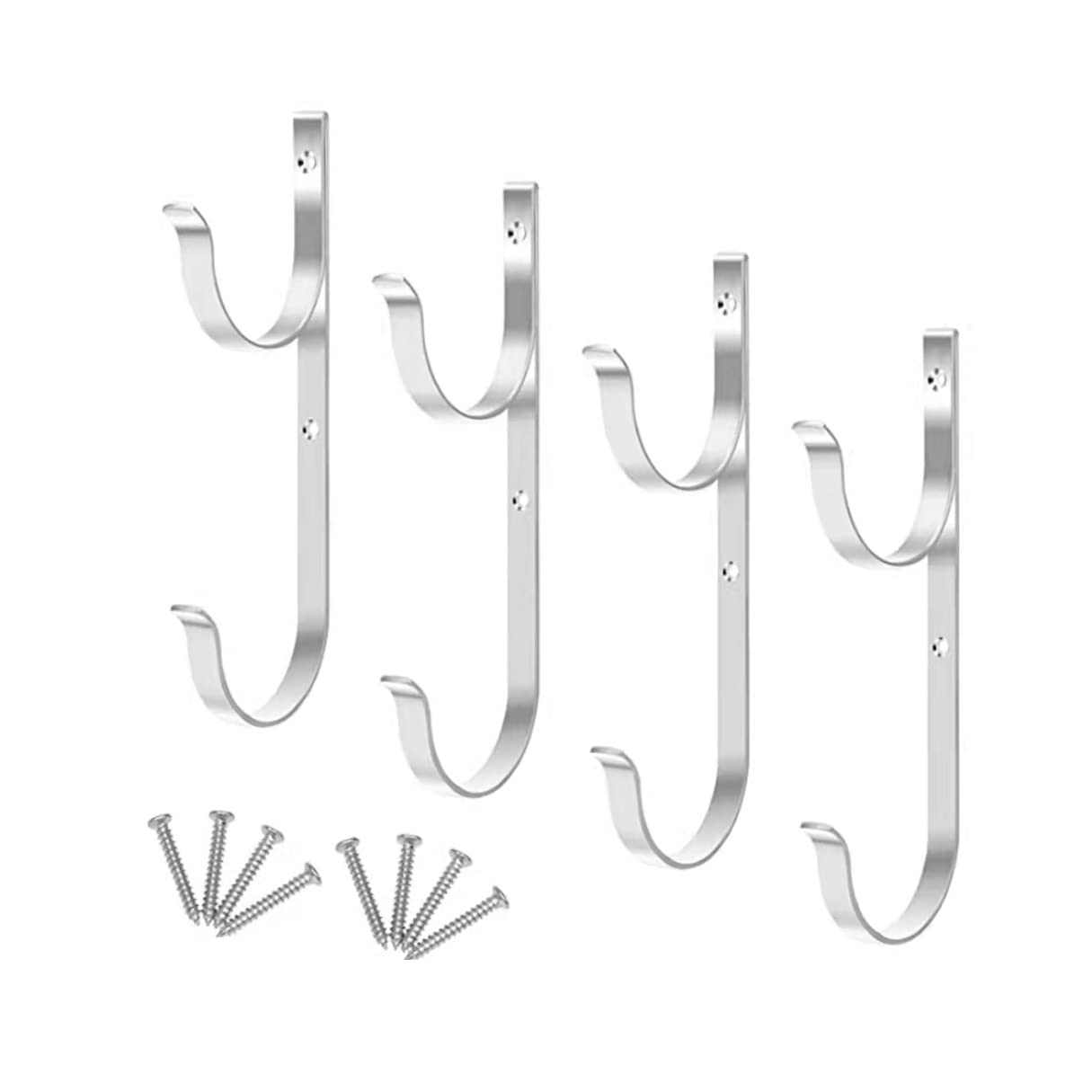 Losip-cc 4Pcs Pool Pole Hanger Hooks, Aluminium Pool Hooks for Poles and Hose Pool Equipment Hooks, Pool Skimmer Pole Holder Swimming Pool Hooks for Poles
