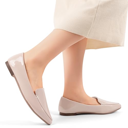 Image of MUSSHOE Pointed Toe Flats for Women, Comfortable Business Casual Work Shoes, Slip On Loafers with Arch Support, Office Walking Flats for All Day Standing