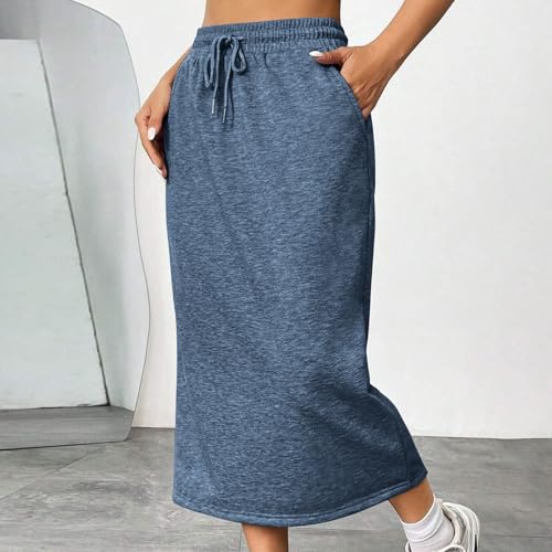 Lmdudan Drawstring Skirt for Women 2025 Fall A Line Midi Skirts with Pockets Trendy Lightweight Flowy Beach Maxi Skirts4