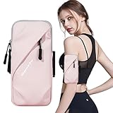 East Leaf ランニング ポーチ 腕 スマホ アームポーチ アームバンド 防水 マジックテープ ユニセックス (ピンク)