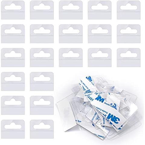 200 Pieces Clear Sticky Hanging Tabs, Slot Hole Clear Sticky Tabs Self Adhesive Hang Tabs for Office, Home, Sale Items, Store Retail Display (4cm × 3.6cm/1.6 × 1.4inch) Cover