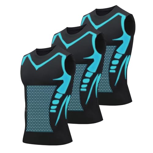 Lot de 3 Gilet Modelant Ionique Nouvelle Édition, Matière Soie Glacée Ultra Respirante Conçue pour Les Hommes Recherchant Le Corps Parfait,Débardeur de...