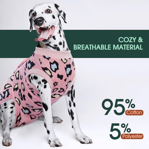 Image of Kuoser Dog Recovery Suit for Dogs After Surgery,Professional Surgical Onesie for Female Male Dogs Spay Neuter,Soft Dog Surgery Suit Bodysuit for Abdominal Wounds Skin Disease,Pink Leopard S