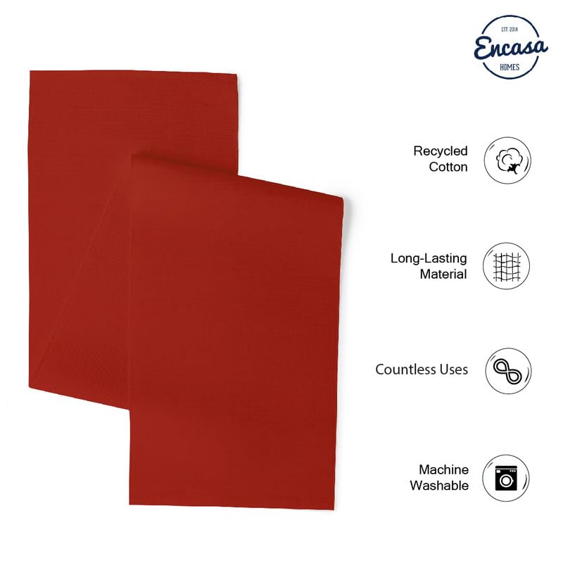 Encasa XO Dining Table Runner 32x200 cm, Solid Red - Image 2