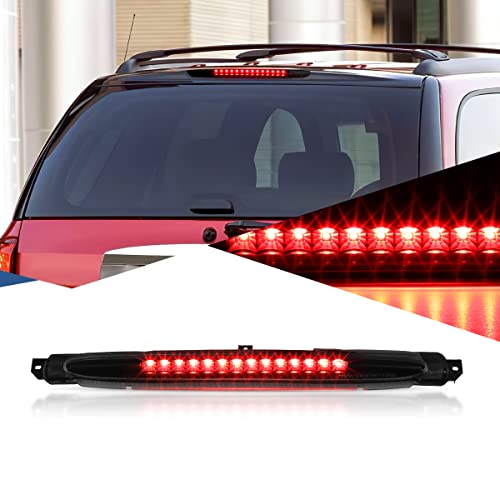 Auto Dynasty Full LED 3rd Third Brake Light Compatible with Buick Rainier Chevy Trailblazer EXT GMC Envoy XL Isuzu Ascender Oldsmobile Bravada Saab 9-7X 2002-2009, Black Housing Smoked Lens