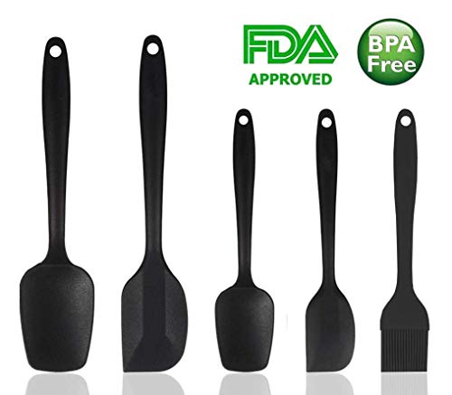 Image of DOZZBY Silicone Spatula Brush for Cooking, Spectula for Cake, Spatula for Non Stick Cookware, Spatula 1, Silicone spatulas (Set of 5 (Black))